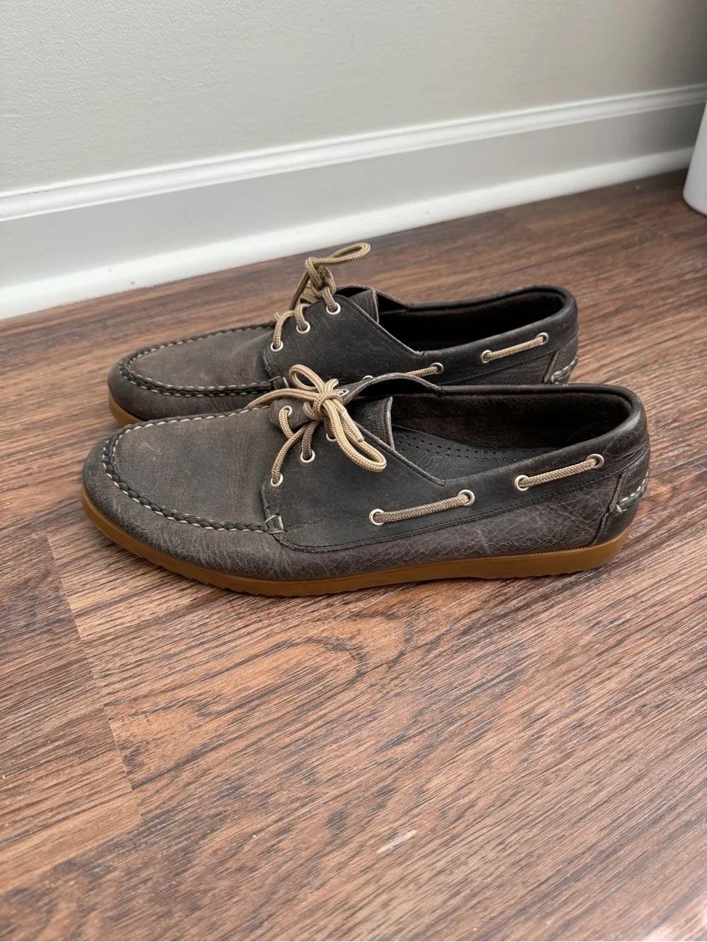 Allen Edmonds Harbour Panama Boat Gray Real Leather Distressed Shoes 11 Men’s